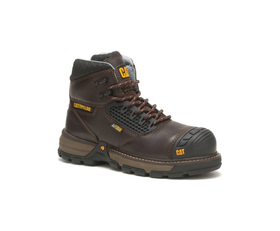 Dark Brown Caterpillar CAT Excavator Superlite Cool Carbon Composite Toe Women's Work Boots | CAT-742KO