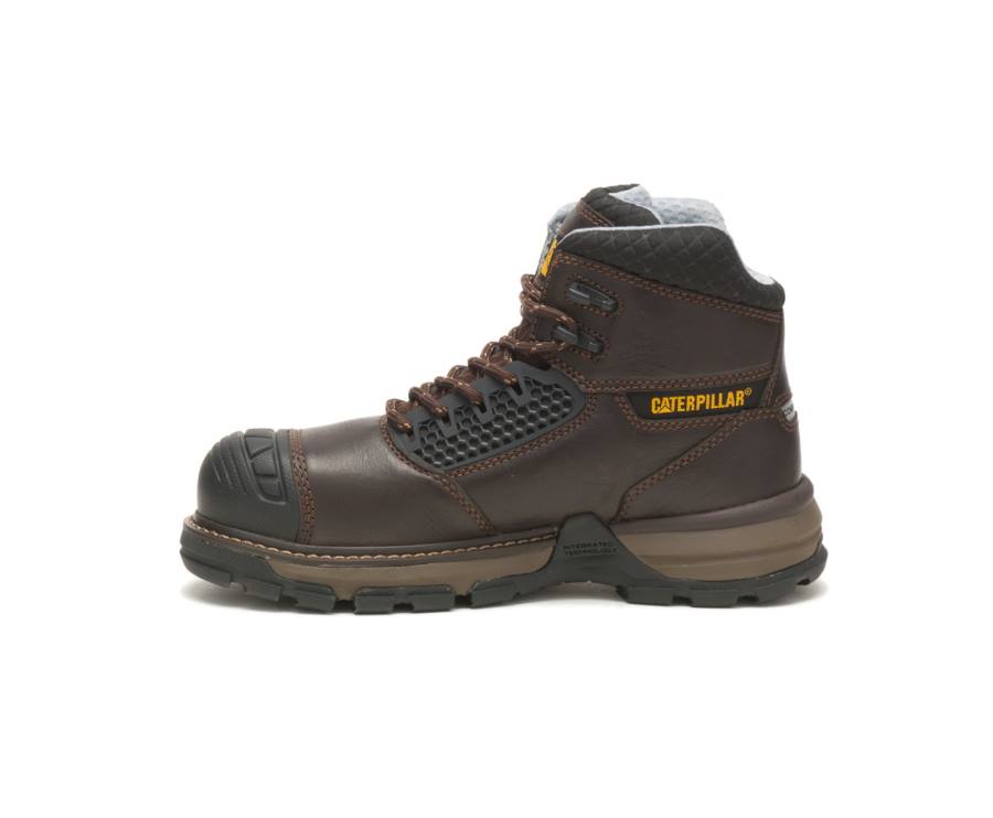 Dark Brown Caterpillar CAT Excavator Superlite Cool Carbon Composite Toe Women's Work Boots | CAT-742KO