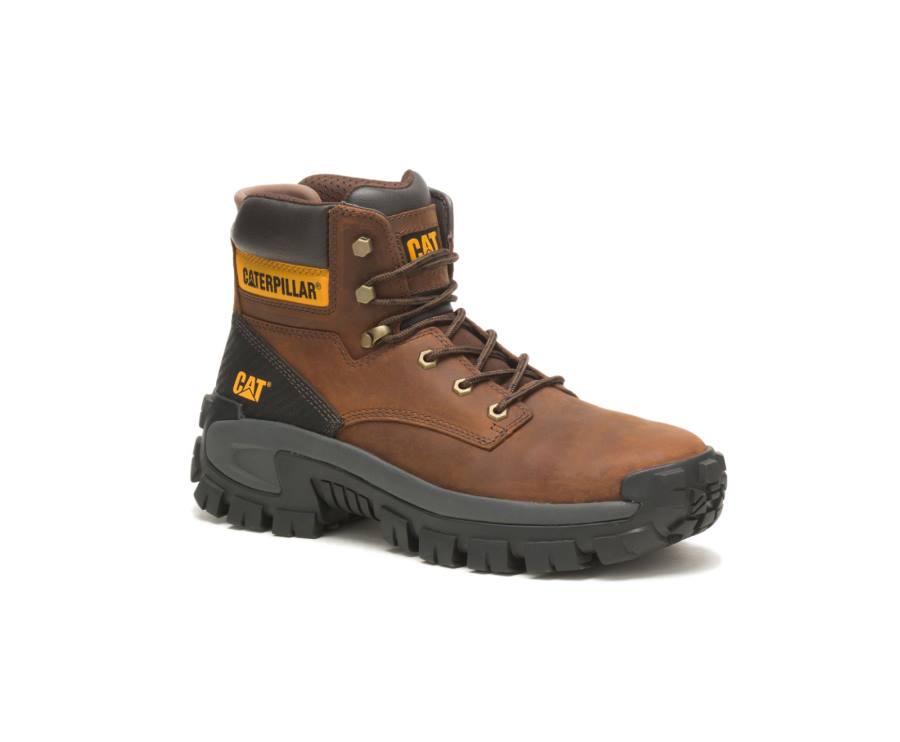 Dark Brown Caterpillar CAT Invader Hi Steel Toe Men's Work Boots | CAT-803KO