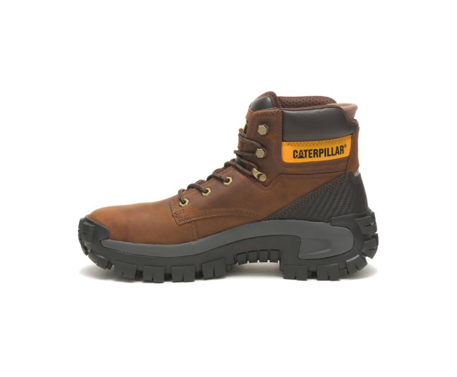 Dark Brown Caterpillar CAT Invader Hi Steel Toe Men's Work Boots | CAT-803KO