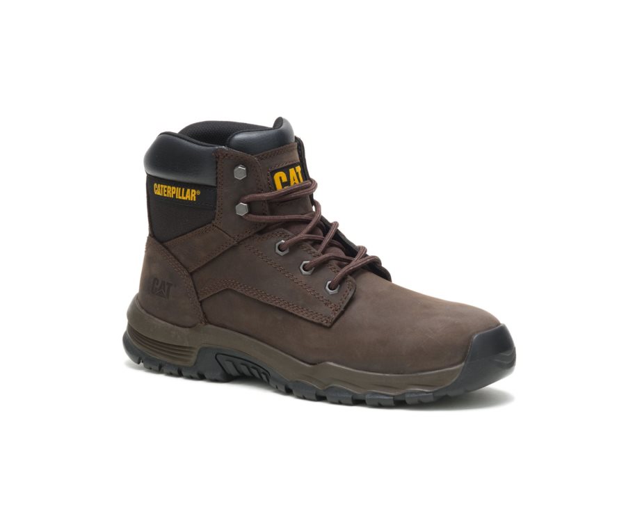 Dark Chocolate Caterpillar CAT Upholder Waterproof Steel Toe Men's Work Boots | CAT-486WF