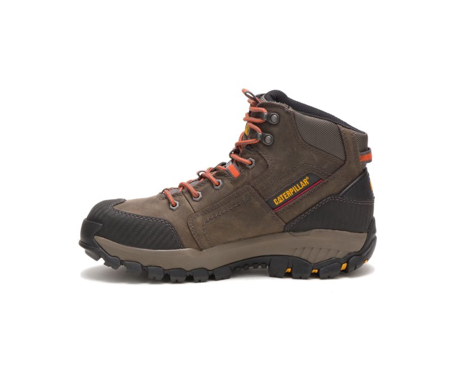 Dark Grey Caterpillar CAT Navigator Mid Waterproof Steel Toe Men's Work Boots | CAT-036ZR