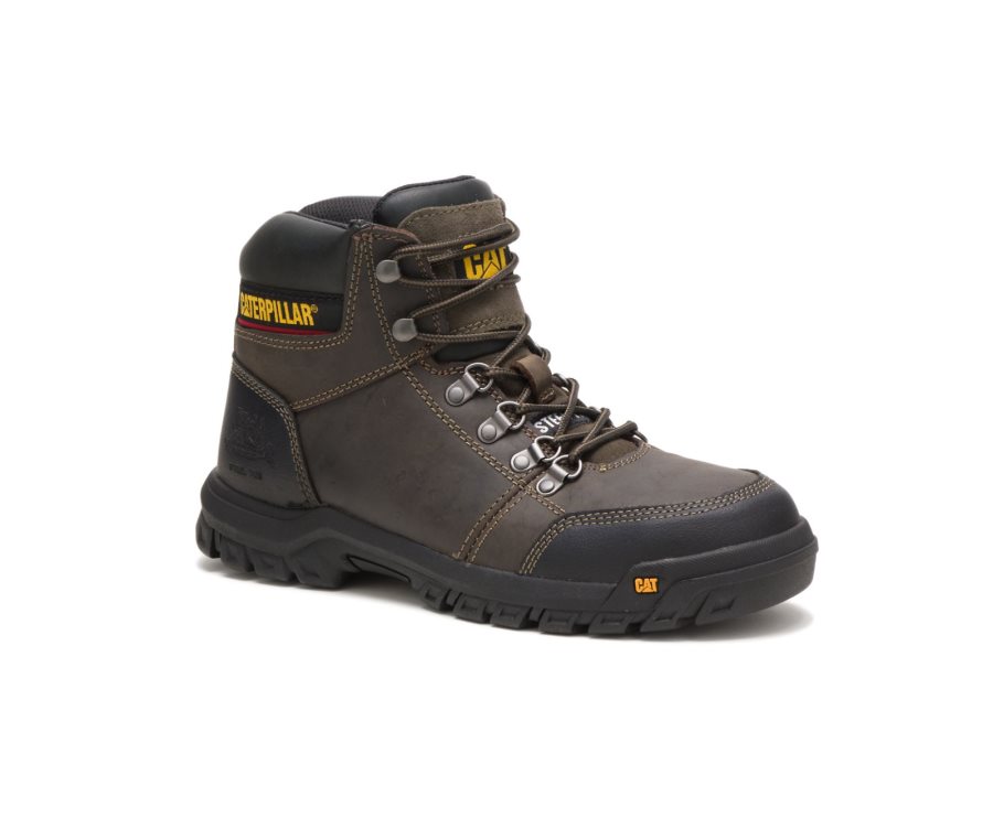 Dark Grey Caterpillar CAT Outline Steel Toe Men's Work Boots | CAT-476CD