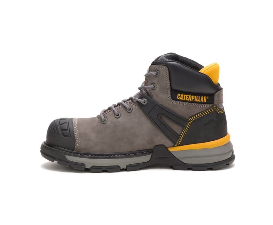 Grey / Black Caterpillar CAT Excavator Superlite Waterproof Nano Toe Men's Work Boots | CAT-960BK