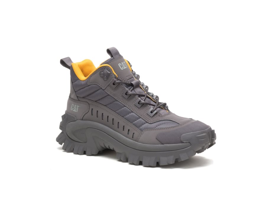 Grey Caterpillar CAT Intruder Mid Men's Sneakers | CAT-643UI