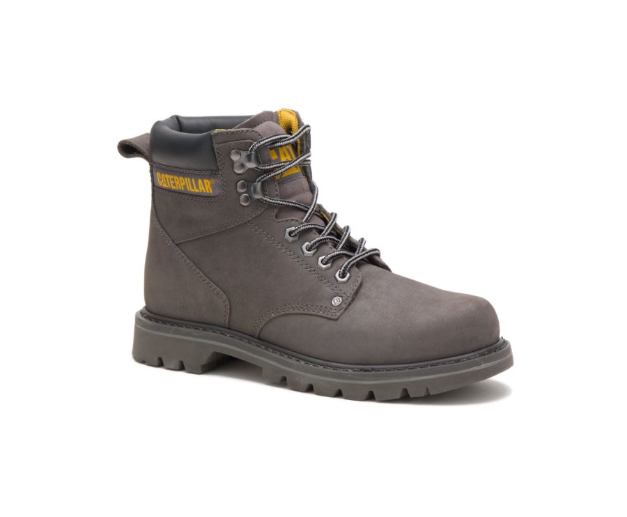 Grey Caterpillar CAT Second Shift Steel Toe Men's Work Boots | CAT-605CB